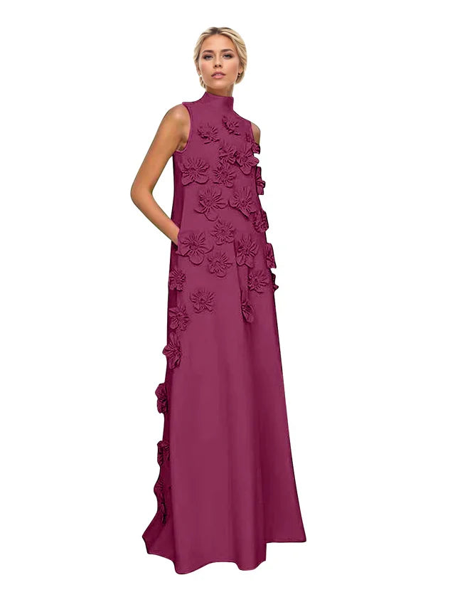 Adriana | Women's High-Neck 3D Floral Wedding Dress