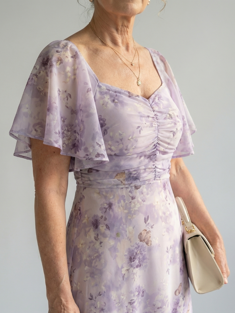 Adalyn | Women's Flutter Sleeve Midi Dress