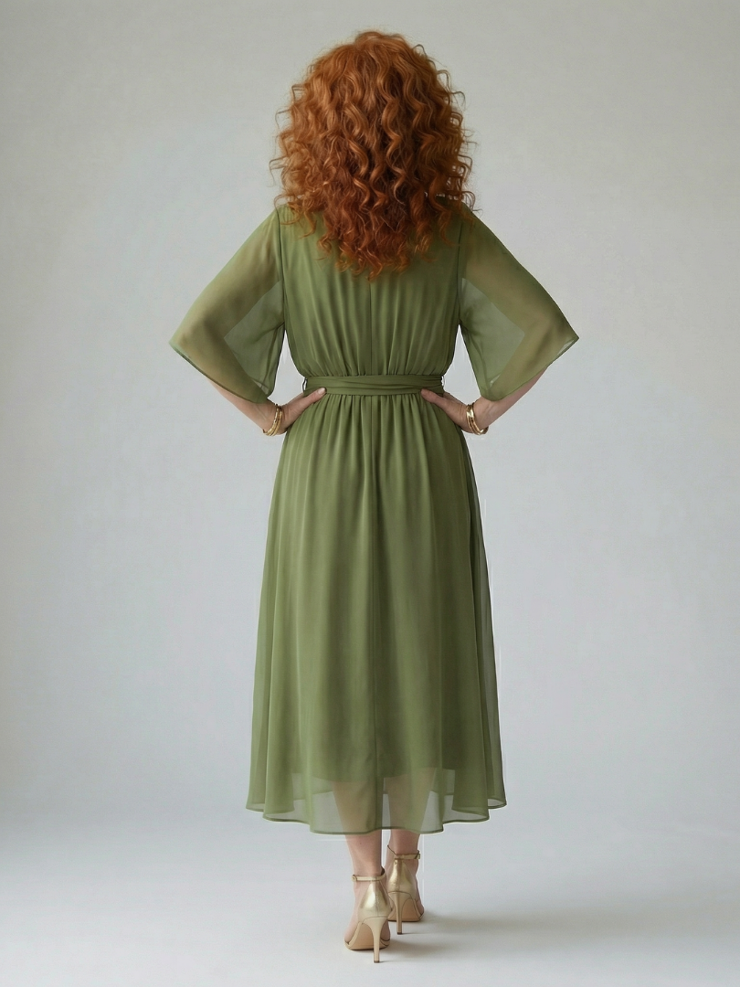 Elric | Women's Draped Tie-Waist Midi Dress