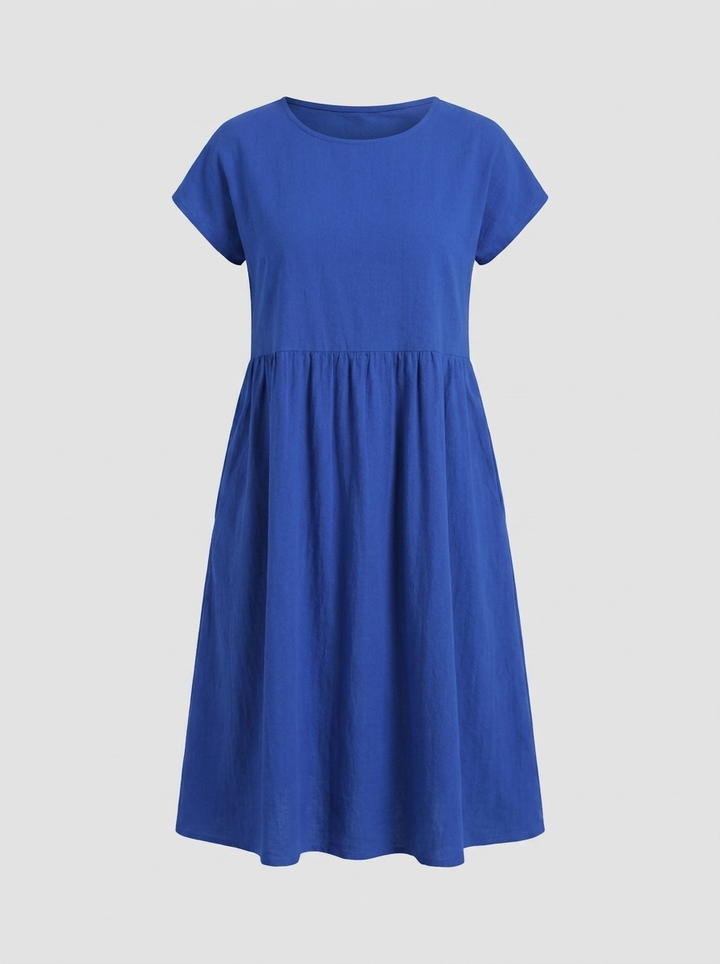 Mirabel | Cap Sleeve Cotton Midi Dress with Pockets