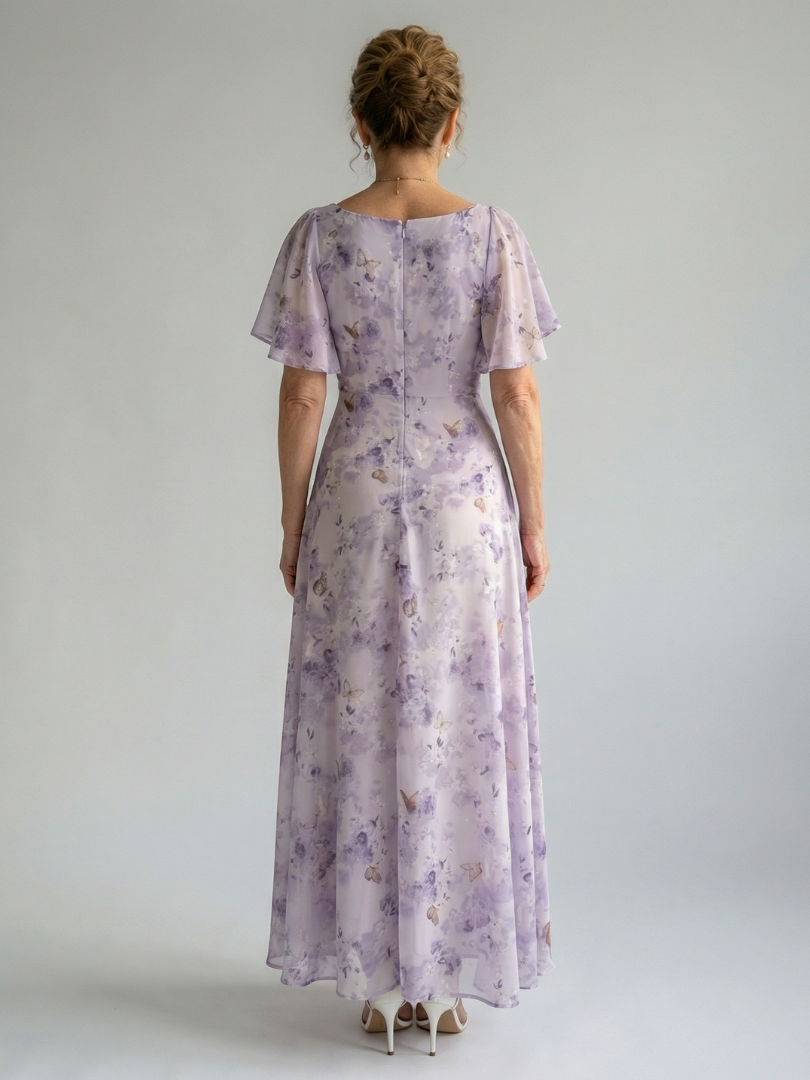 Adalyn | Women's Flutter Sleeve Midi Dress