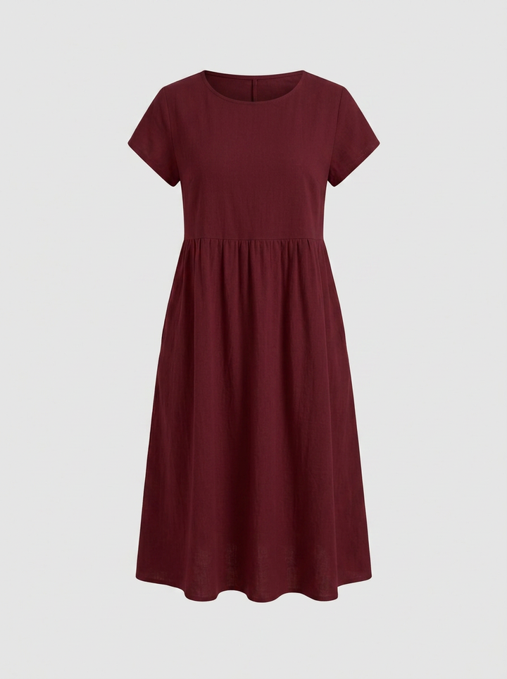 Mirabel | Cap Sleeve Cotton Midi Dress with Pockets