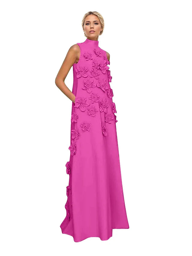Adriana | Women's High-Neck 3D Floral Wedding Dress