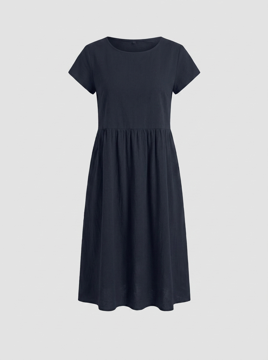 Mirabel | Cap Sleeve Cotton Midi Dress with Pockets
