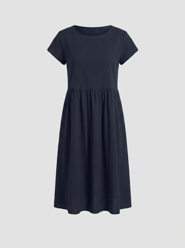 Mirabel | Cap Sleeve Cotton Midi Dress with Pockets
