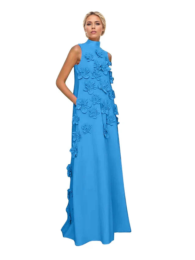Adriana | Women's High-Neck 3D Floral Wedding Dress