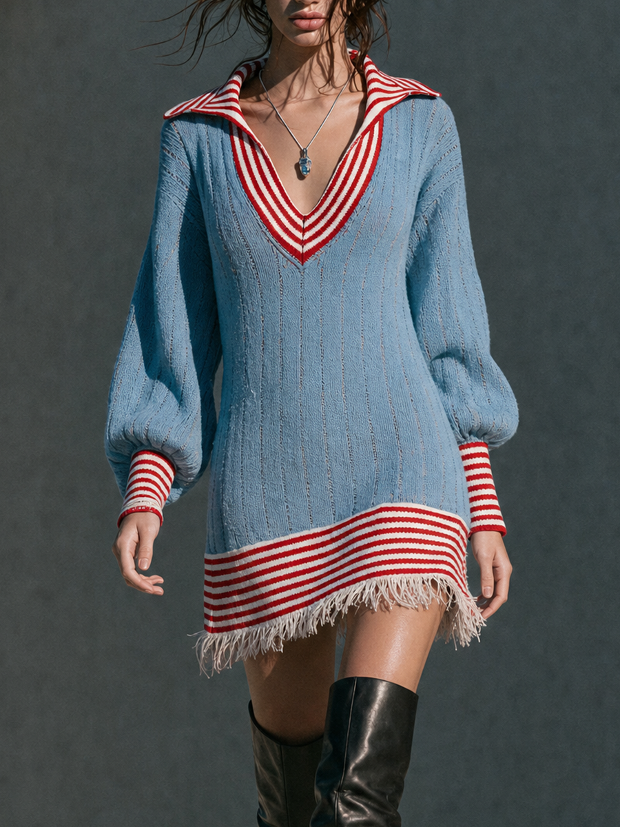 Marka | Women's Color-Block Striped Sweater Mini Dress