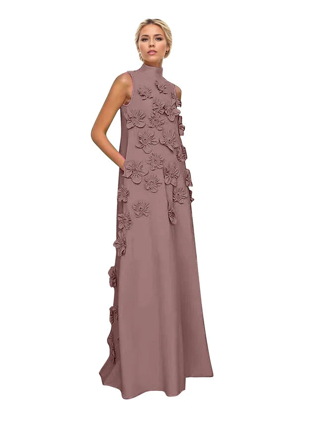 Adriana | Women's High-Neck 3D Floral Wedding Dress