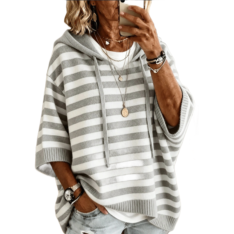 Leontine | Women's Striped Hooded Knit Sweater