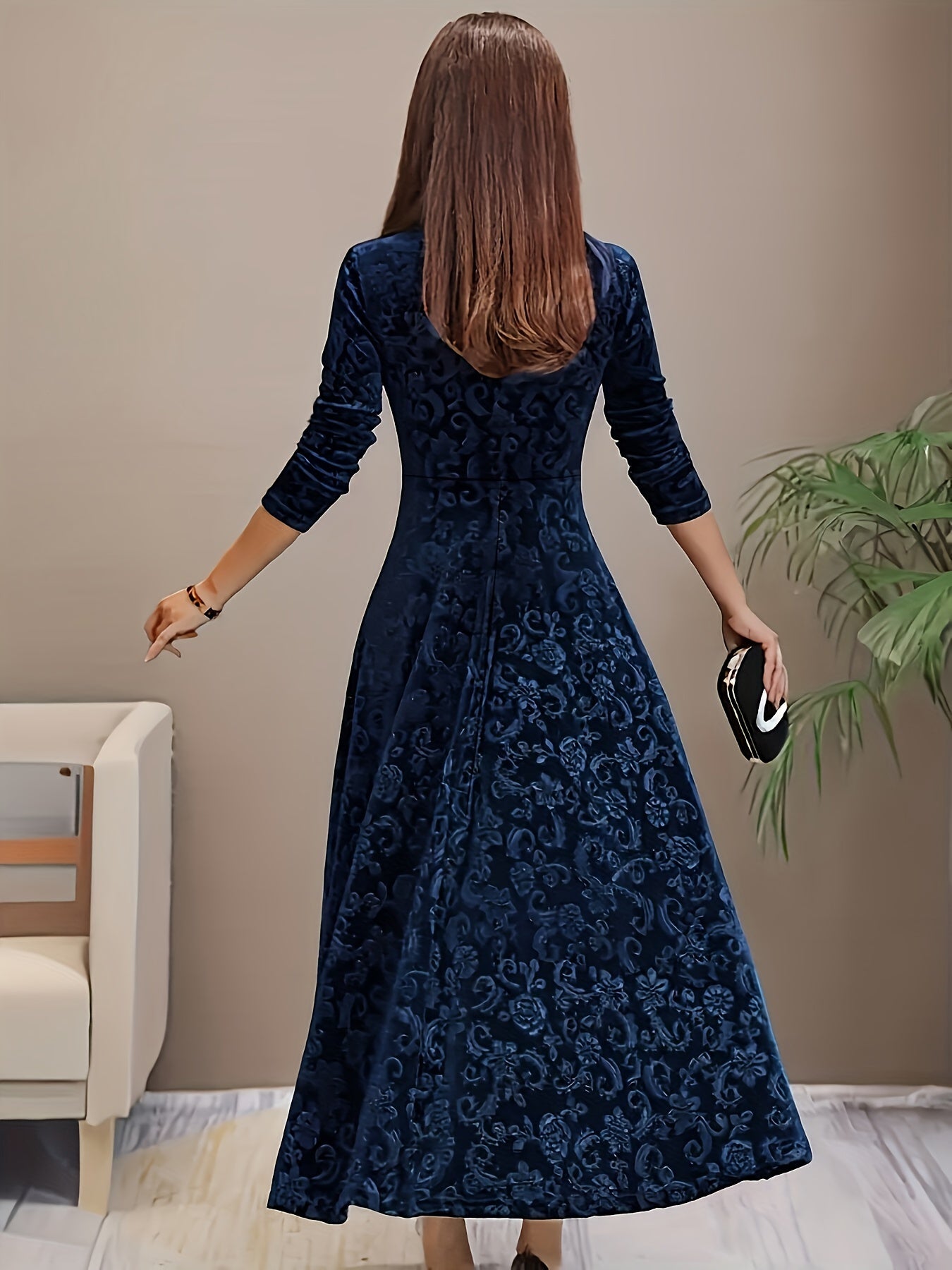 Bethany | Women's Floral Velvet Midi Dress