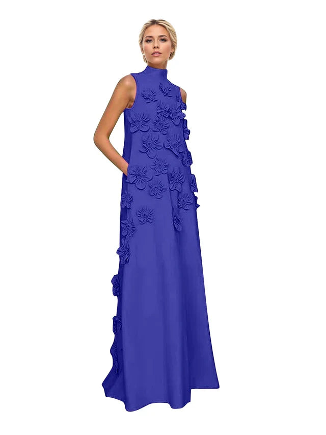 Adriana | Women's High-Neck 3D Floral Wedding Dress