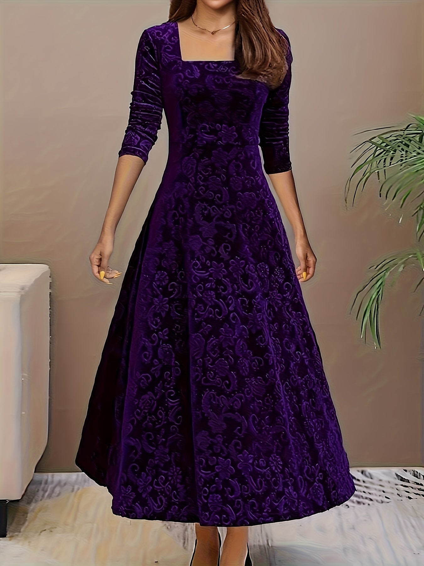 Bethany | Women's Floral Velvet Midi Dress