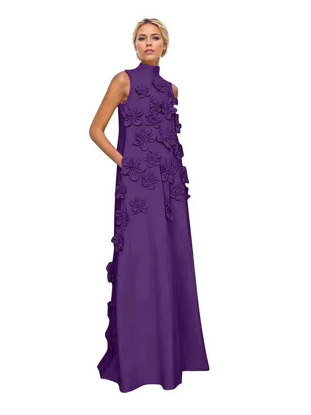 Adriana | Women's High-Neck 3D Floral Wedding Dress