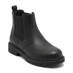 Black Chelsea boot, three quarter angle