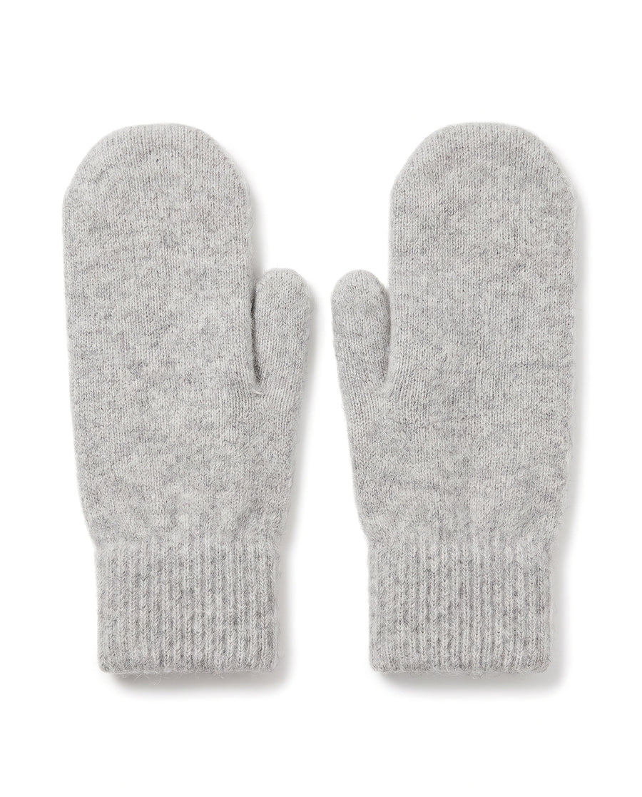 Light Gray knit mittens, back view