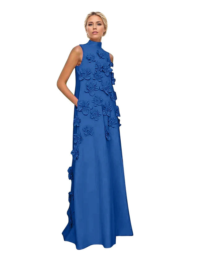 Adriana | Women's High-Neck 3D Floral Wedding Dress