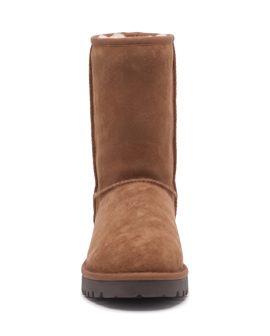 Bianca-Louisa women's brown suede-look mid-calf pull-on boot, front view