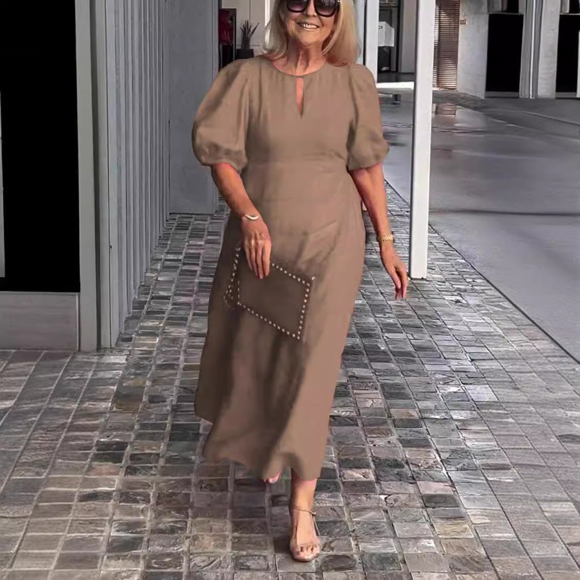 Whitney | Women's Puff Sleeve Midi Dress
