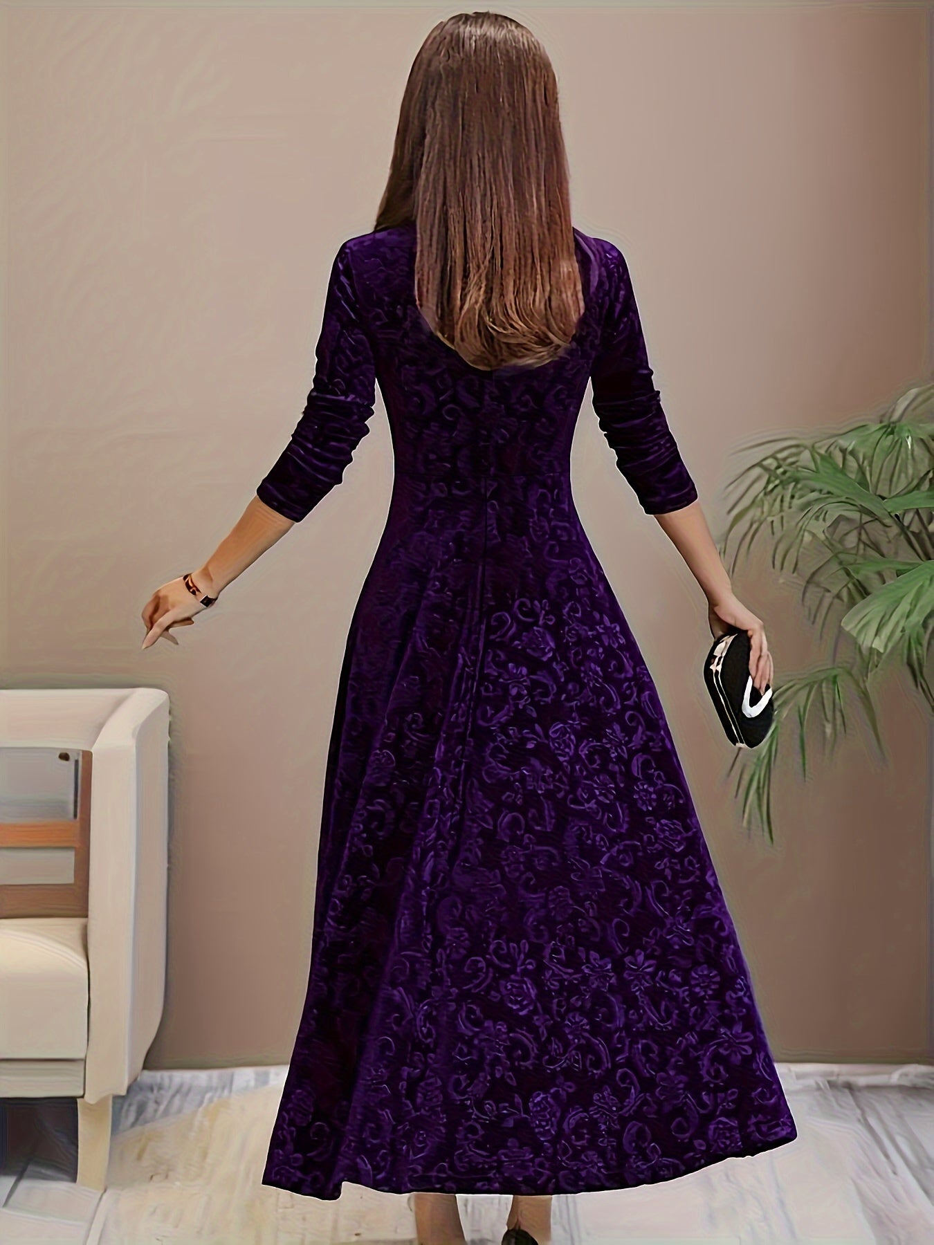 Bethany | Women's Floral Velvet Midi Dress