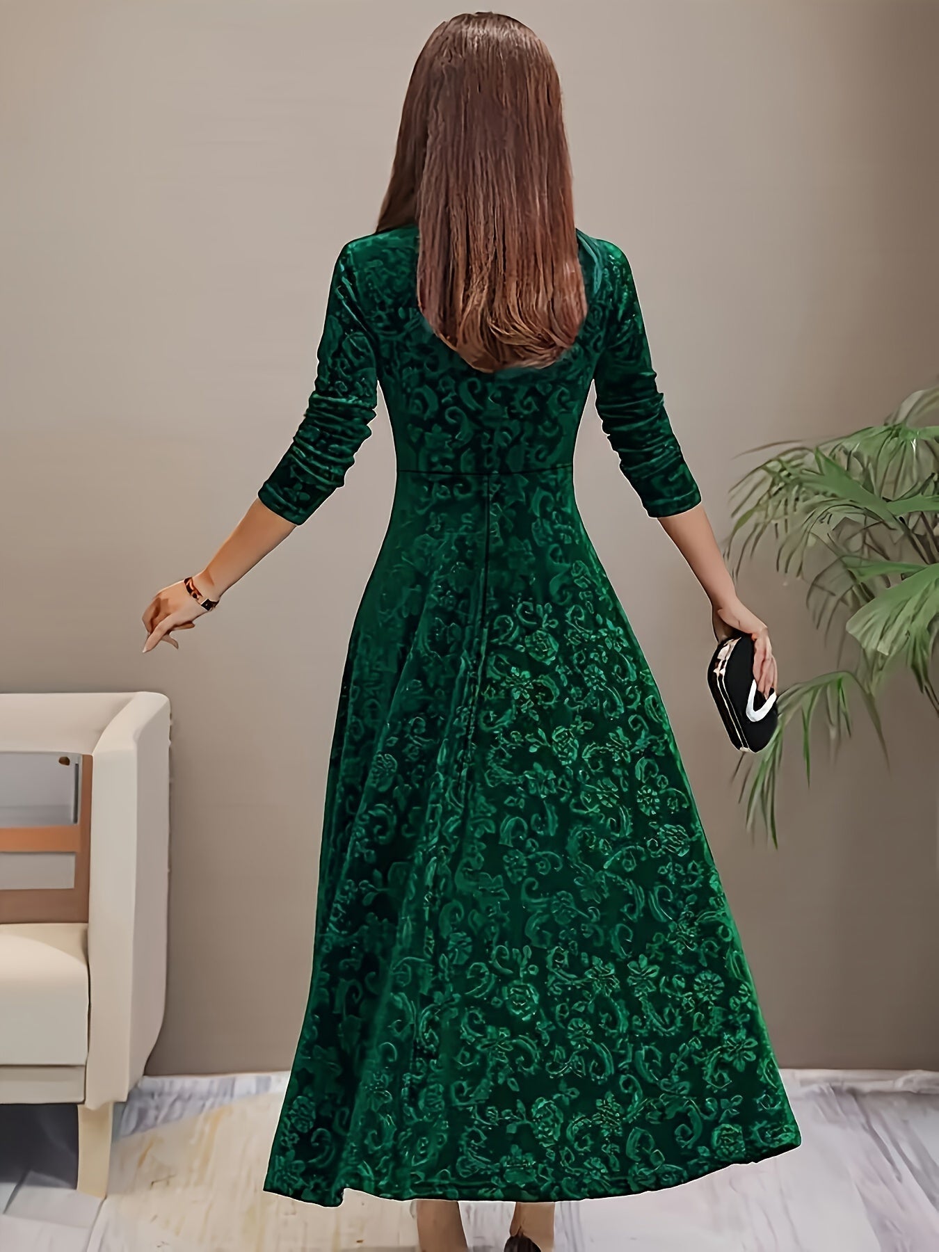 Bethany | Women's Floral Velvet Midi Dress