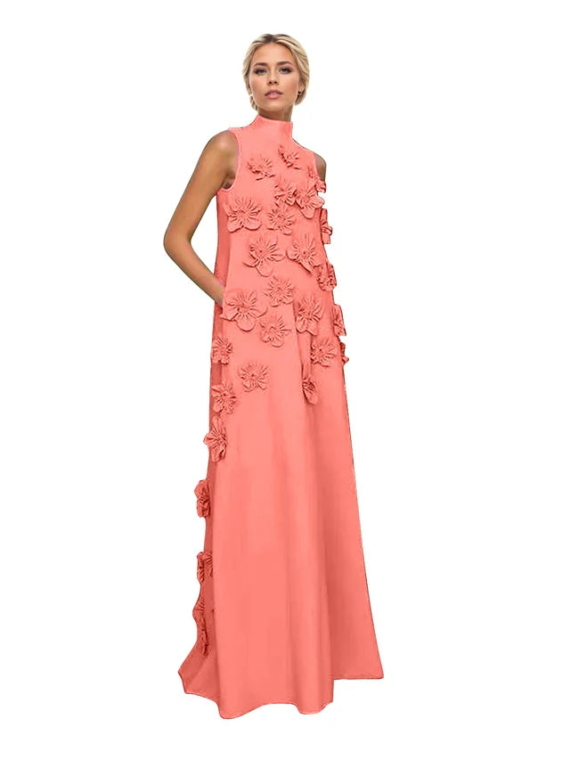 Adriana | Women's High-Neck 3D Floral Wedding Dress