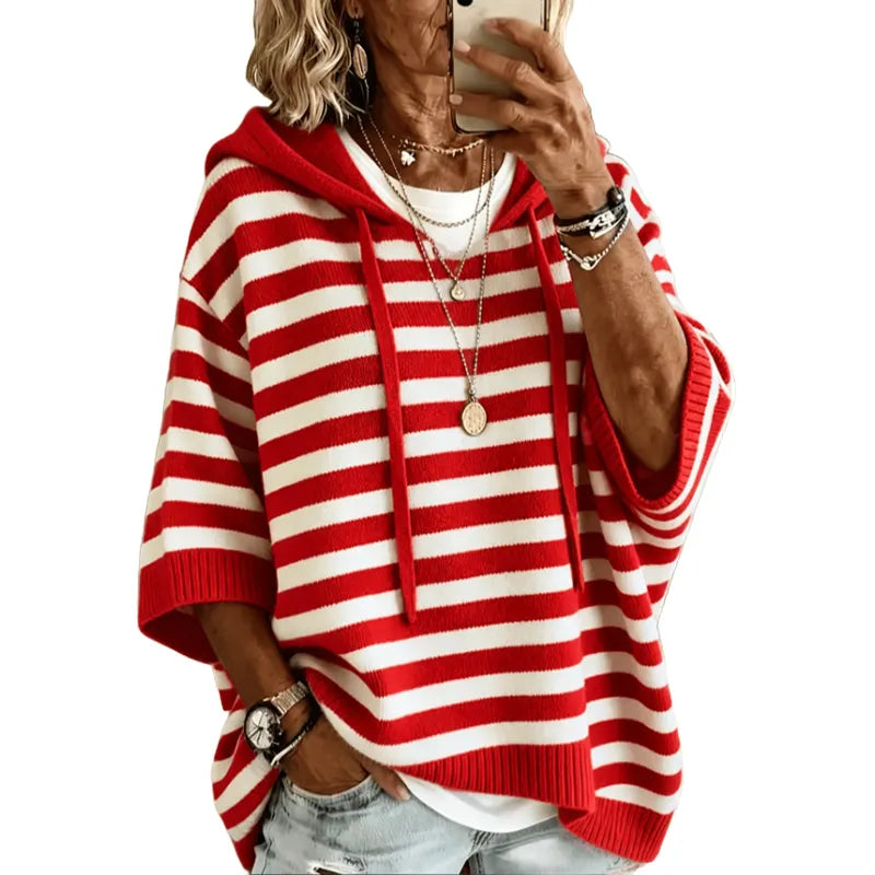Leontine | Women's Striped Hooded Knit Sweater