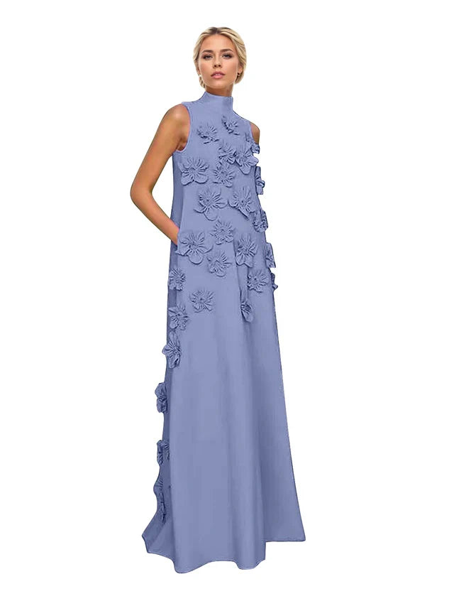 Adriana | Women's High-Neck 3D Floral Wedding Dress