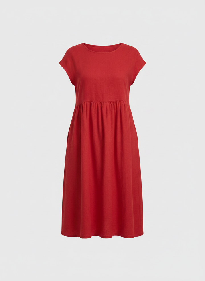 Mirabel | Cap Sleeve Cotton Midi Dress with Pockets