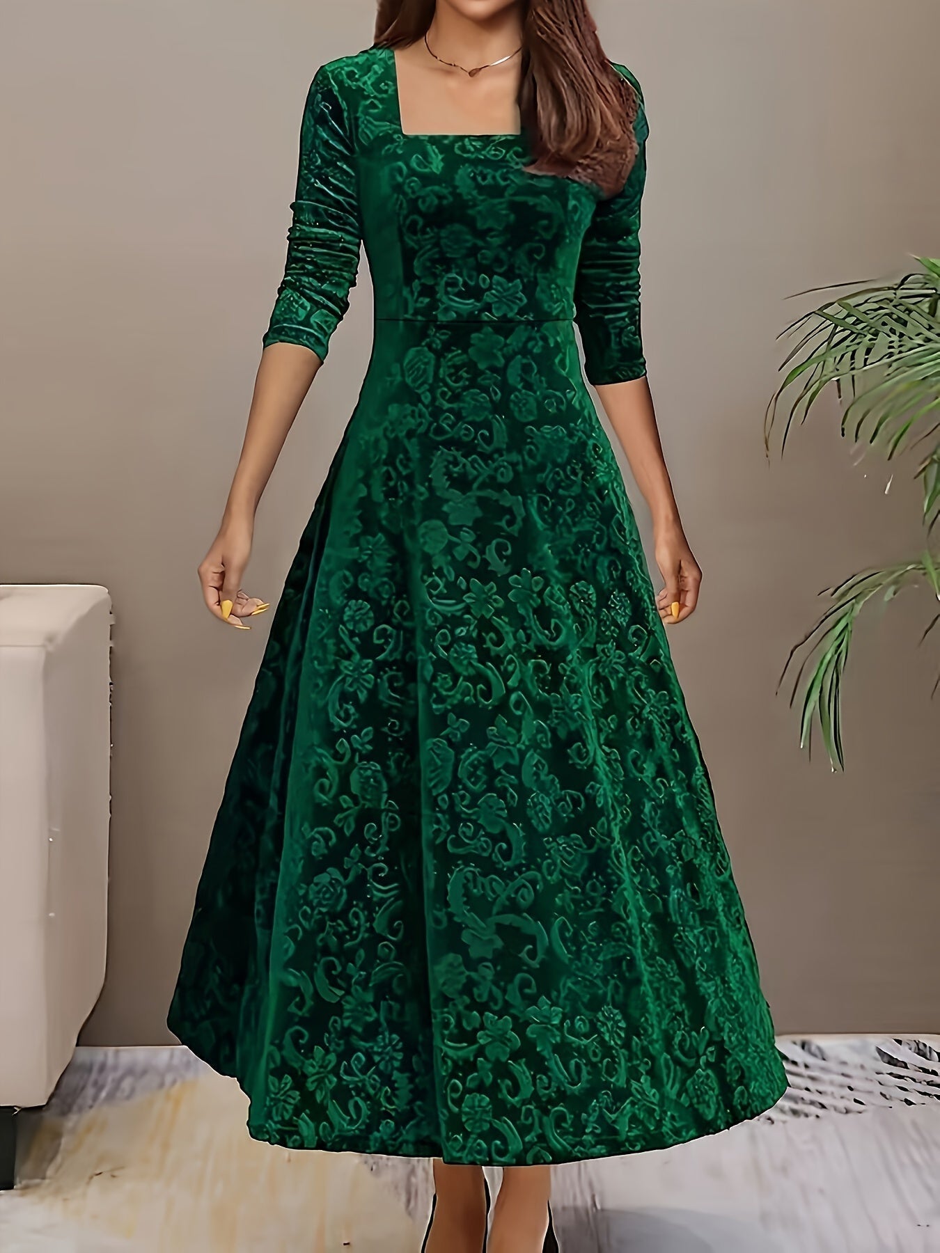 Bethany | Women's Floral Velvet Midi Dress