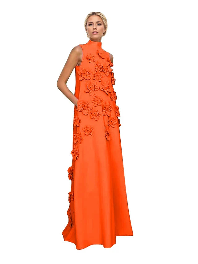 Adriana | Women's High-Neck 3D Floral Wedding Dress