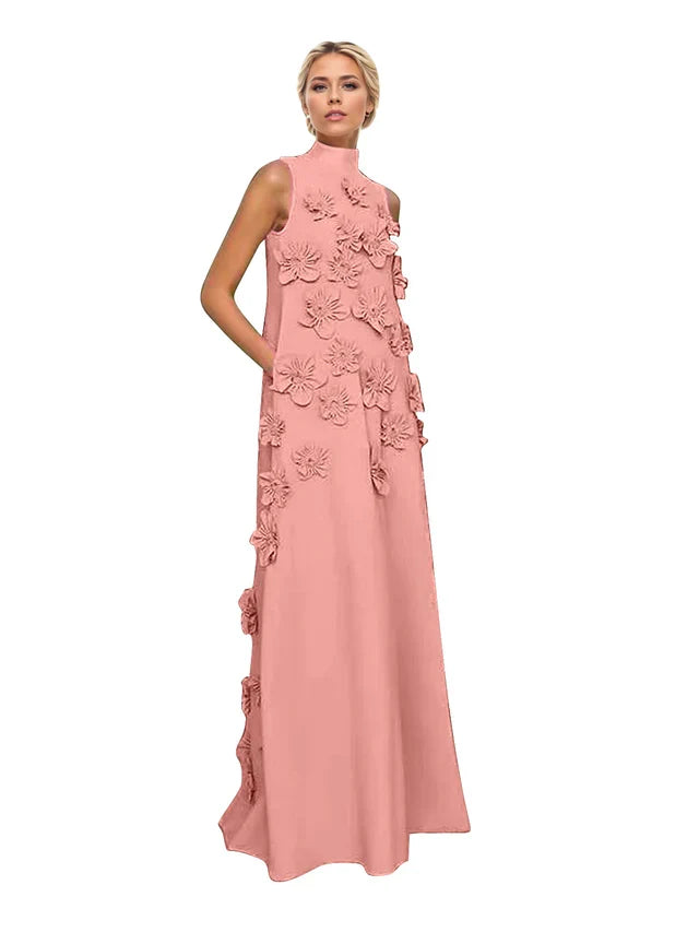 Adriana | Women's High-Neck 3D Floral Wedding Dress