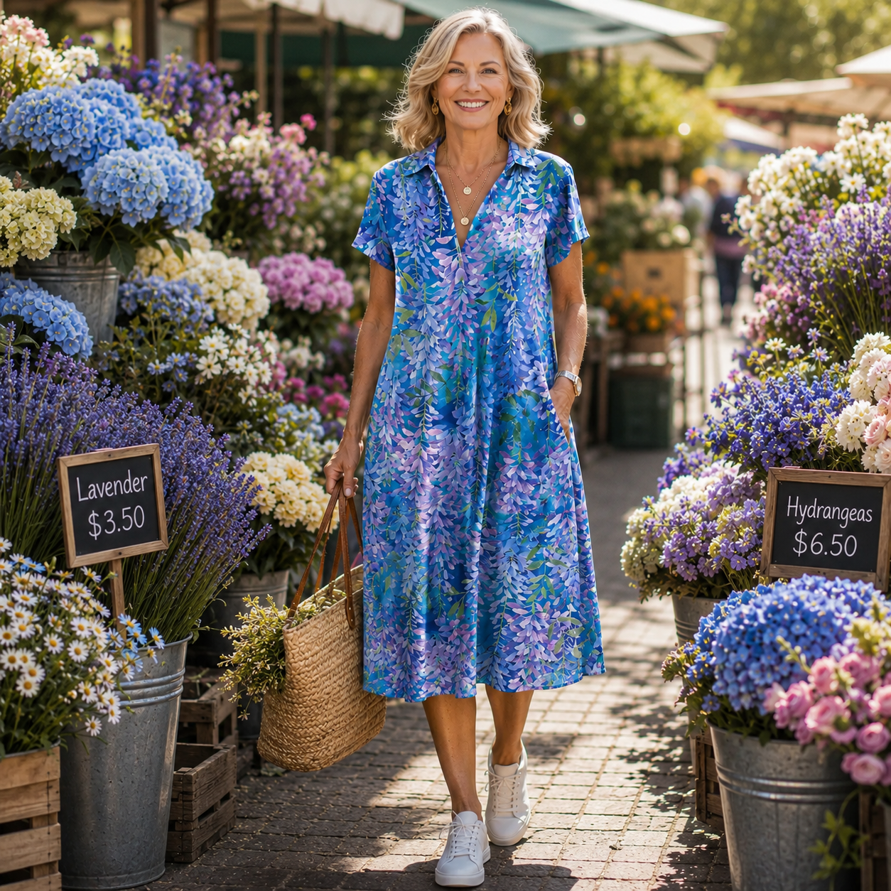 Bianca | Women's Lightweight Floral Midi Dress