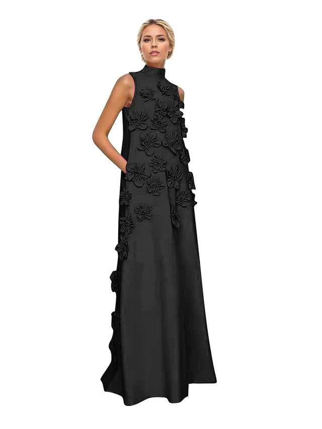 Adriana | Women's High-Neck 3D Floral Wedding Dress