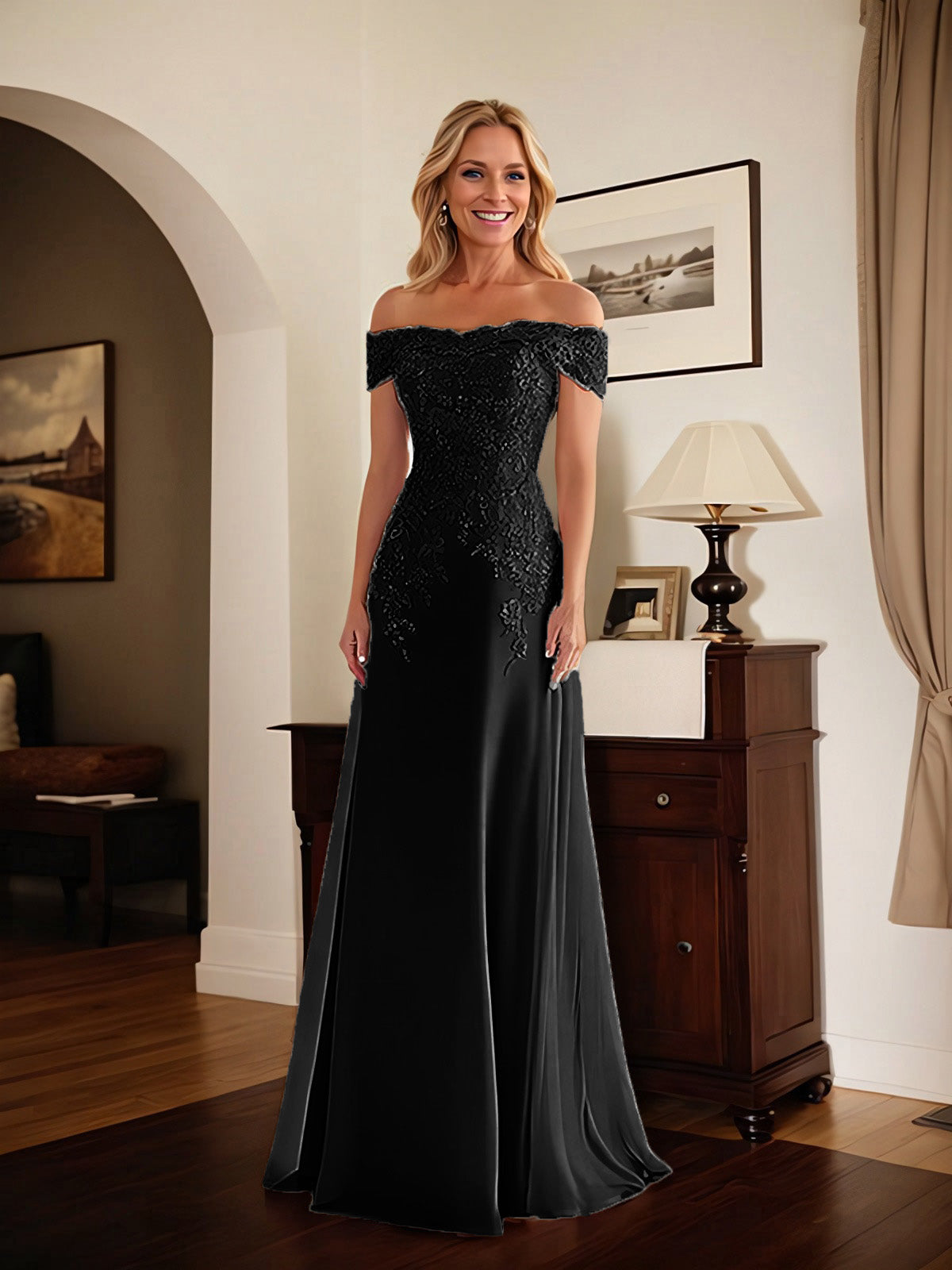Adriana | Women's Off-Shoulder Lace Mermaid Gown