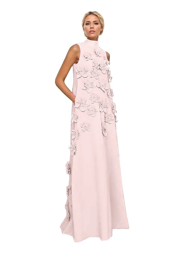 Adriana | Women's High-Neck 3D Floral Wedding Dress
