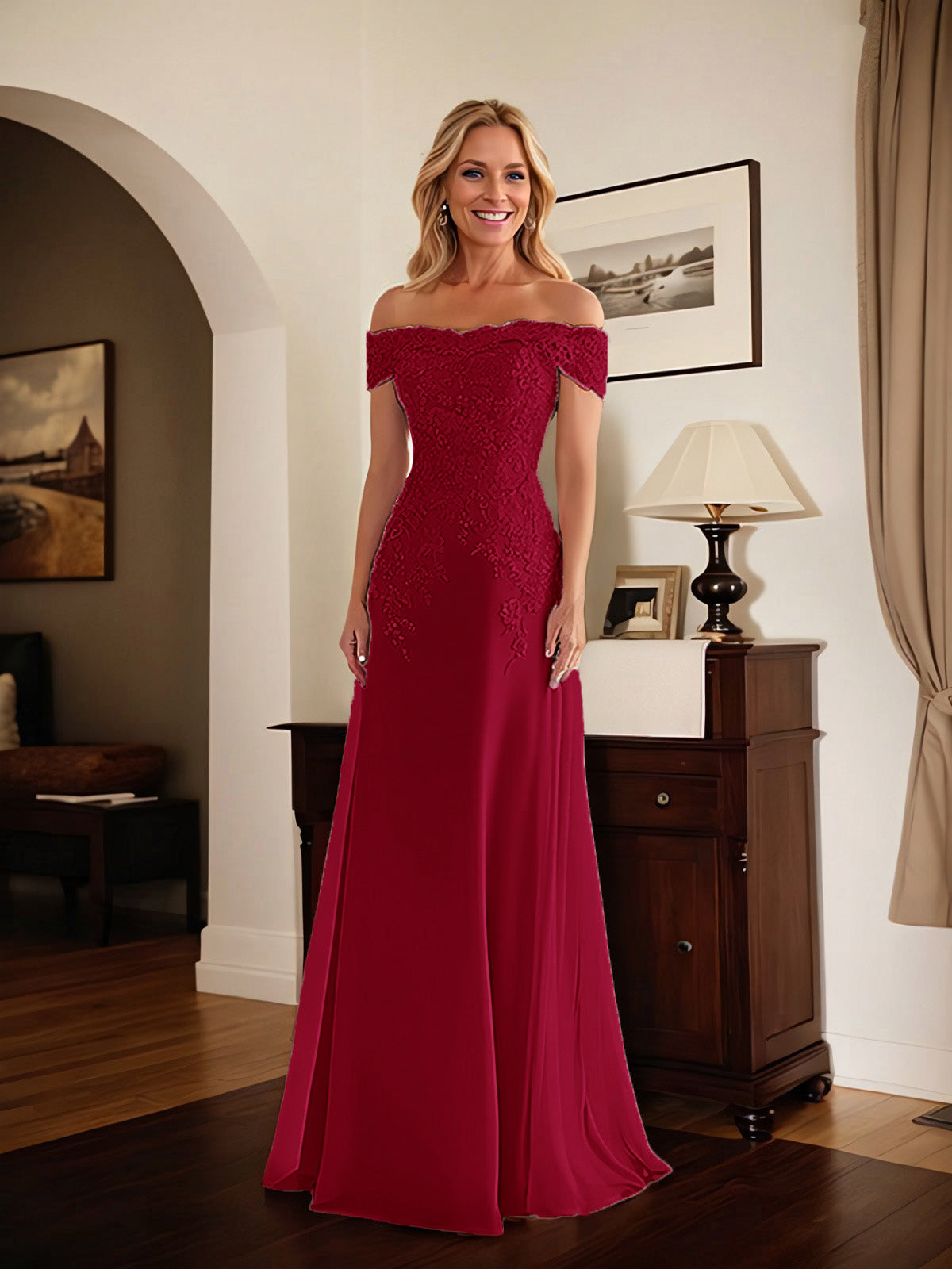 Adriana | Women's Off-Shoulder Lace Mermaid Gown