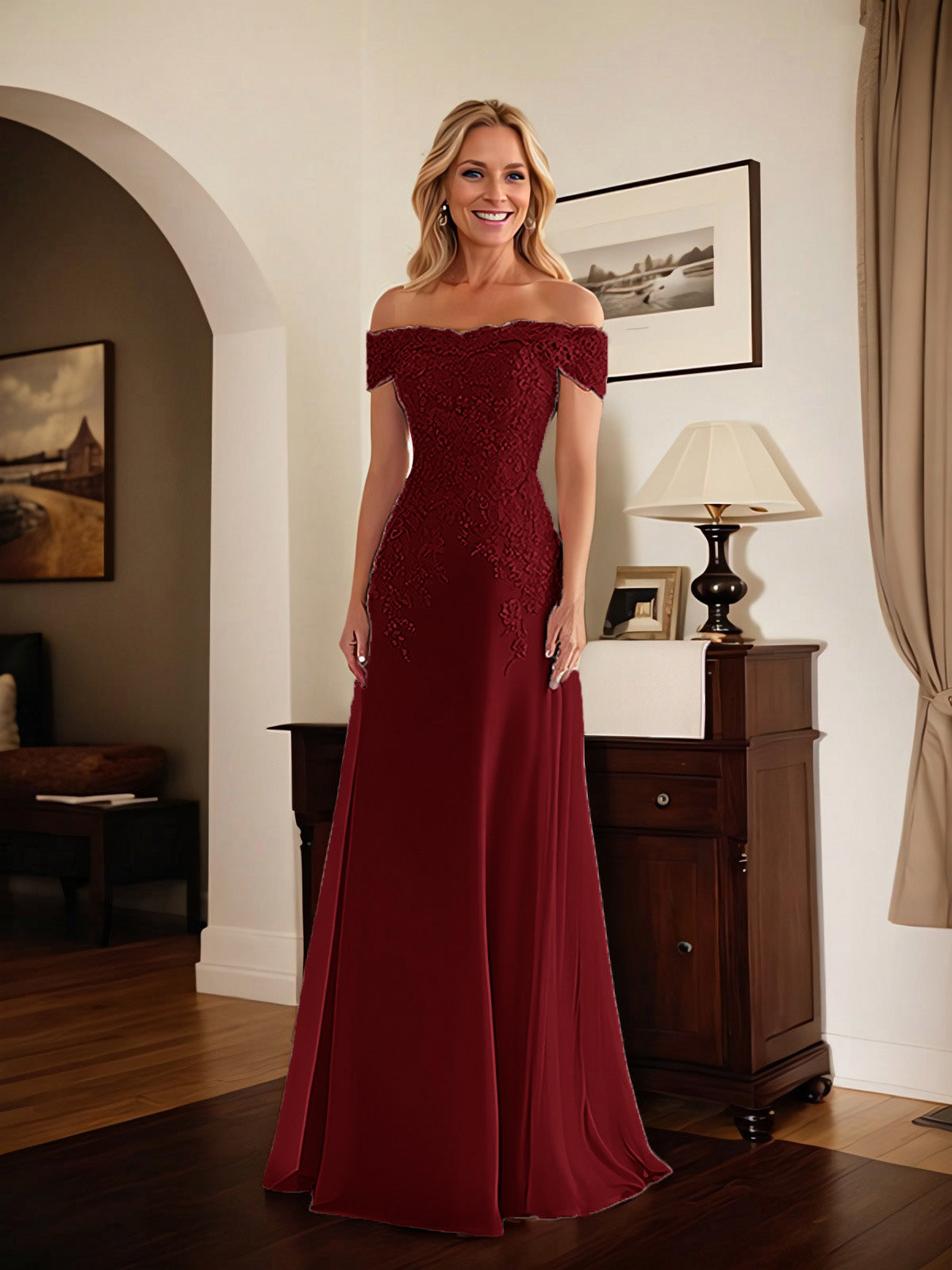 Adriana | Women's Off-Shoulder Lace Mermaid Gown