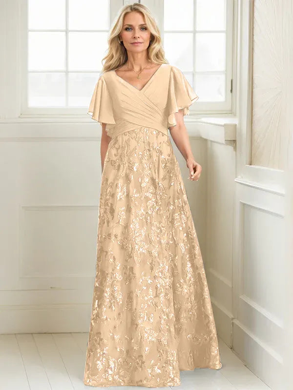 Rosalind | Women's Sequin Lace A-Line Evening Gown