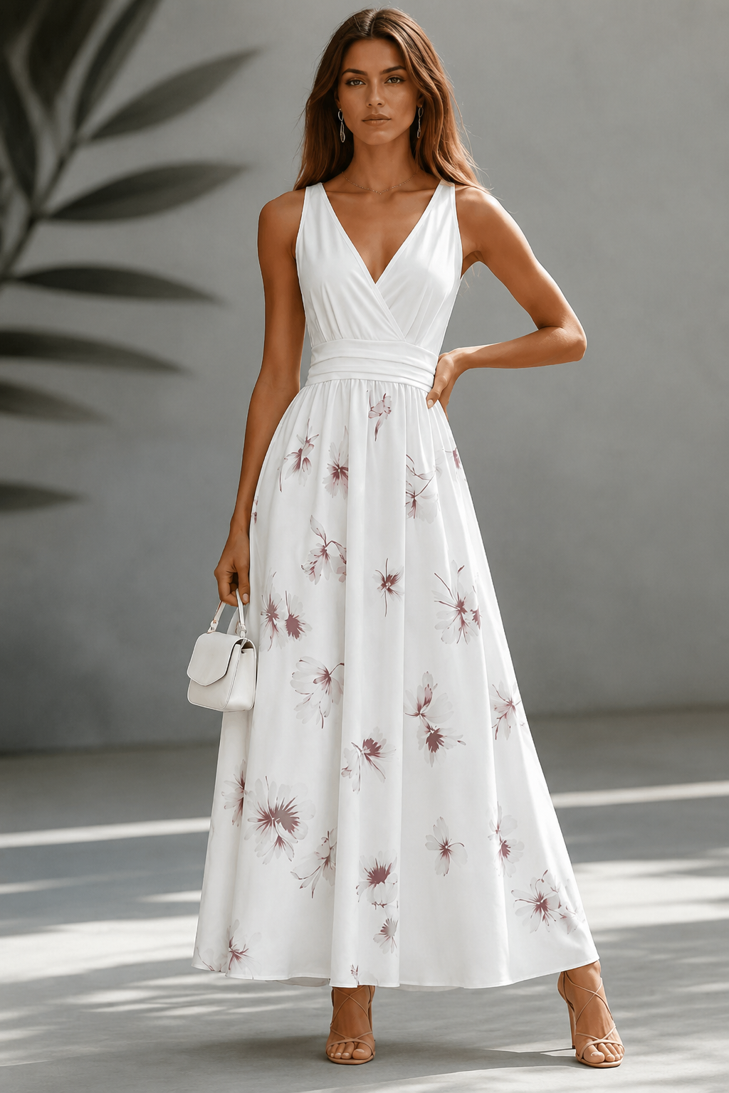 Sylvie | Women's V-Neck Floral Print Sleeveless Maxi Dress