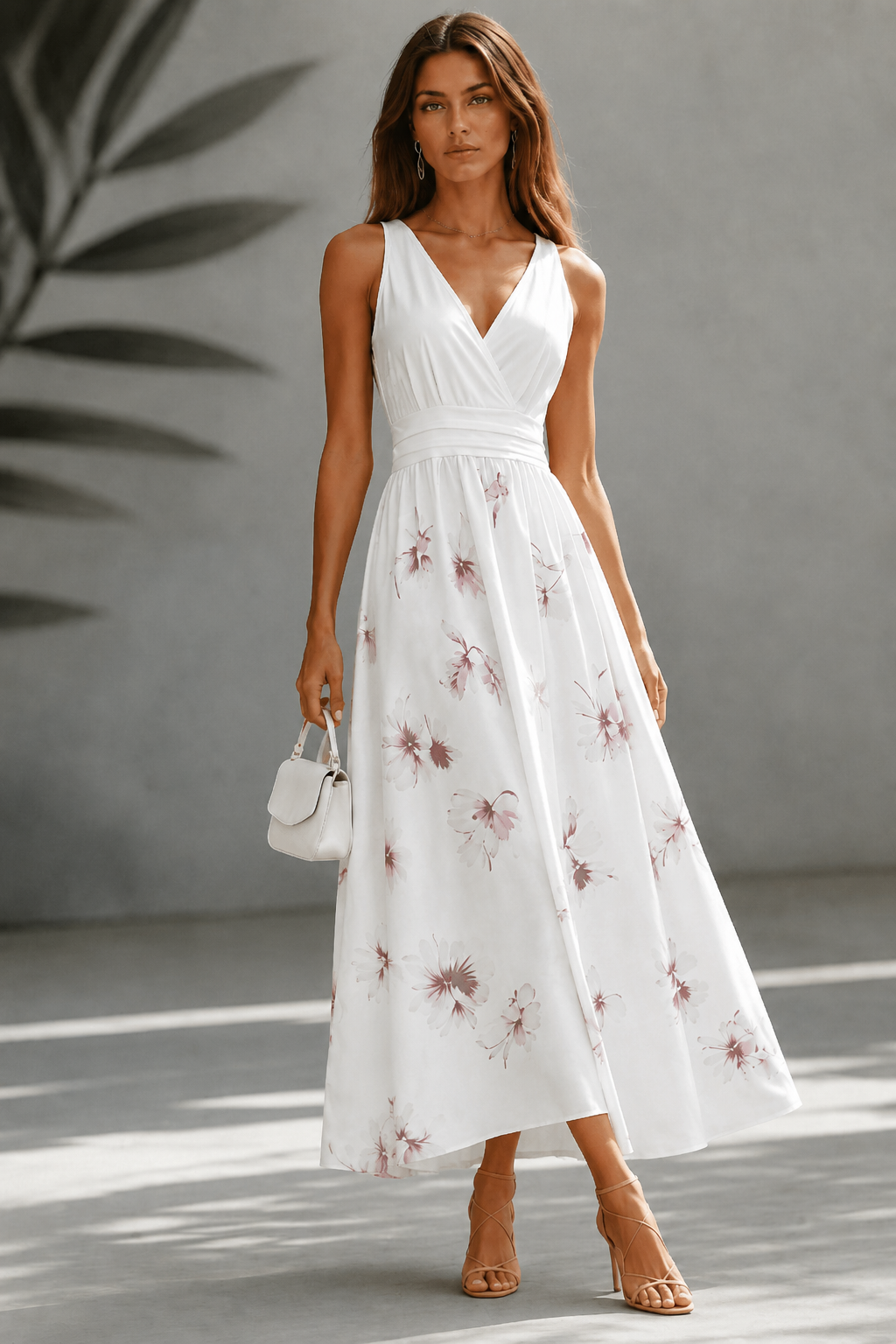 Sylvie | Women's V-Neck Floral Print Sleeveless Maxi Dress