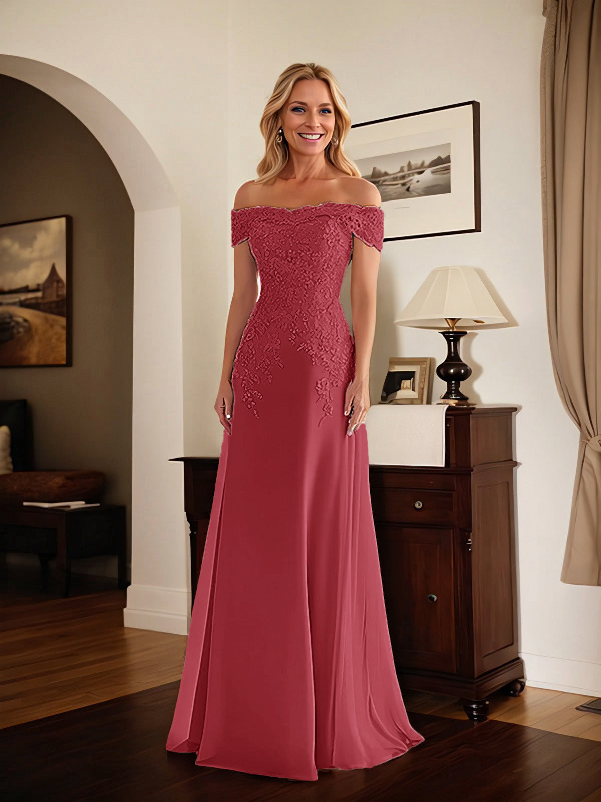 Adriana | Women's Off-Shoulder Lace Mermaid Gown