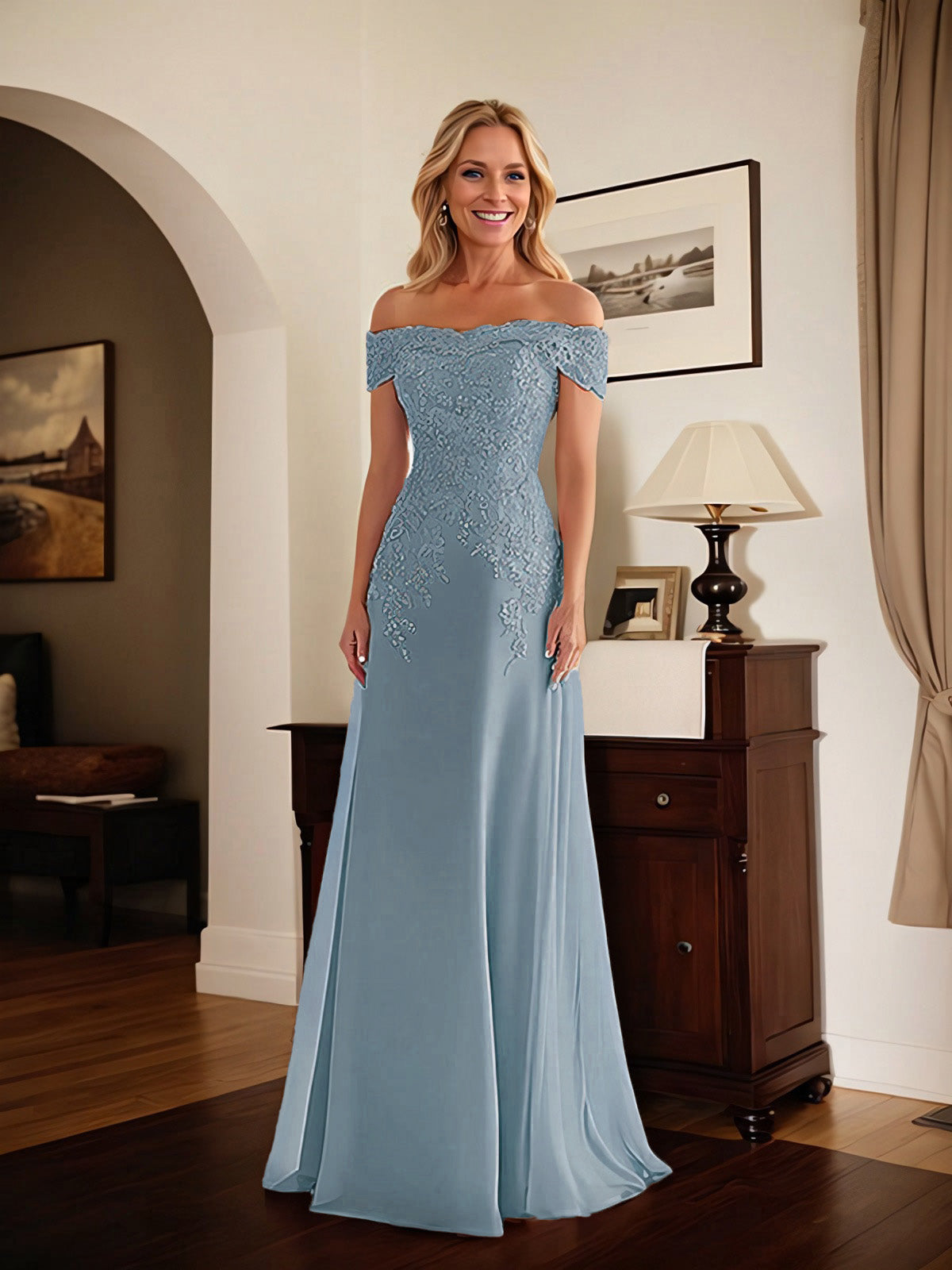 Adriana | Women's Off-Shoulder Lace Mermaid Gown