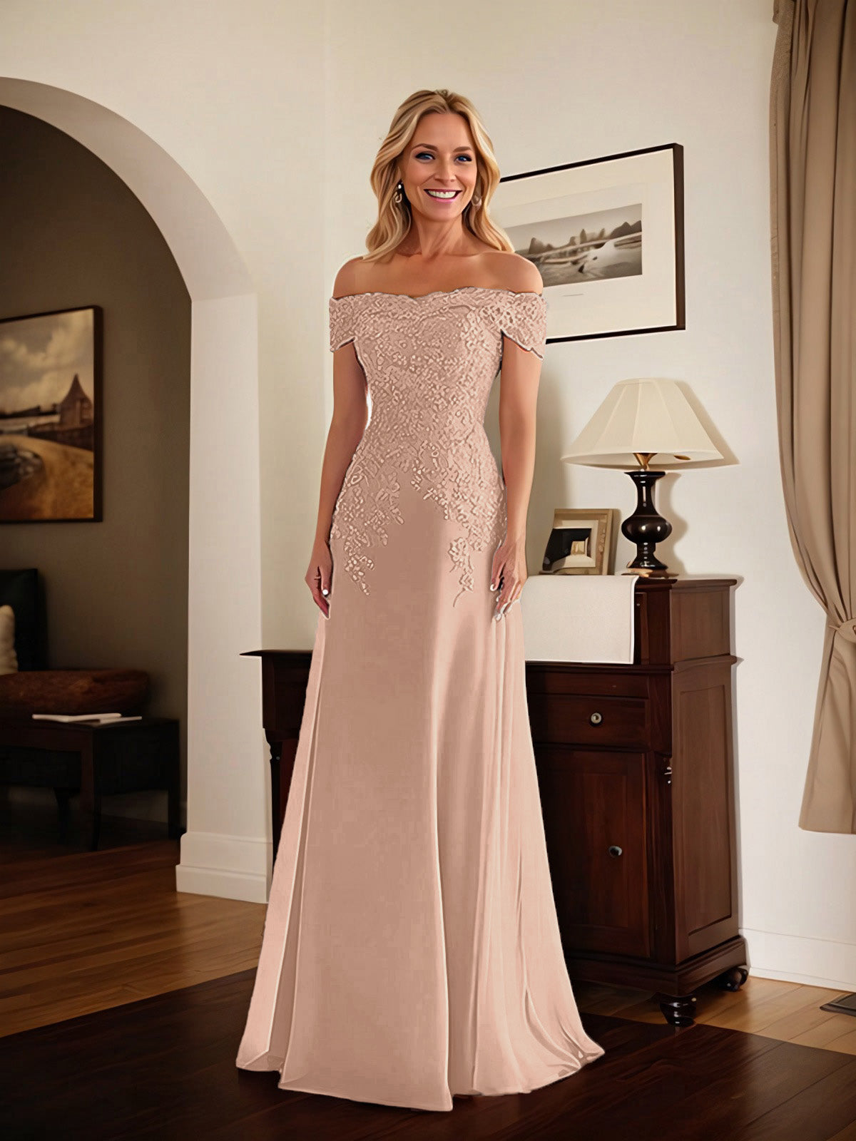 Adriana | Women's Off-Shoulder Lace Mermaid Gown