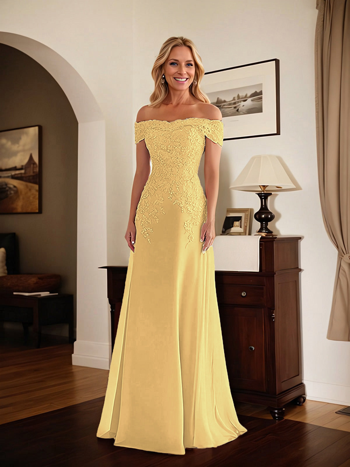 Adriana | Women's Off-Shoulder Lace Mermaid Gown