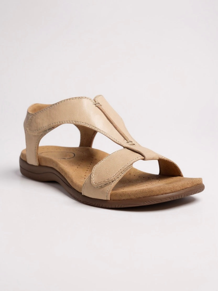 Dove | Women's Flat Cushioned T-Strap Sandals for Walking