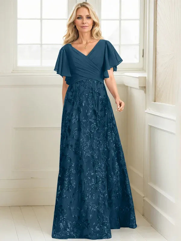 Rosalind | Women's Sequin Lace A-Line Evening Gown