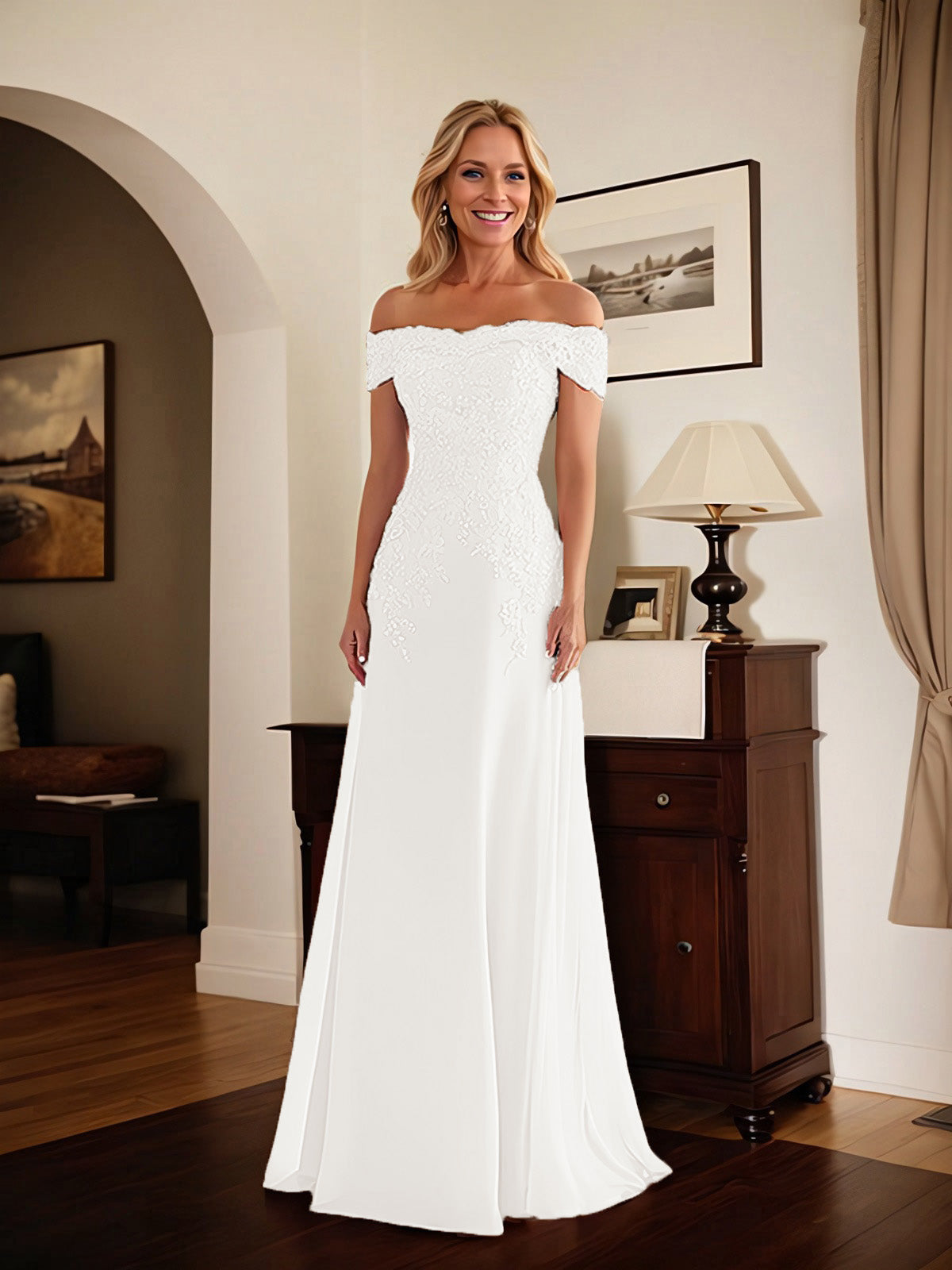 Adriana | Women's Off-Shoulder Lace Mermaid Gown
