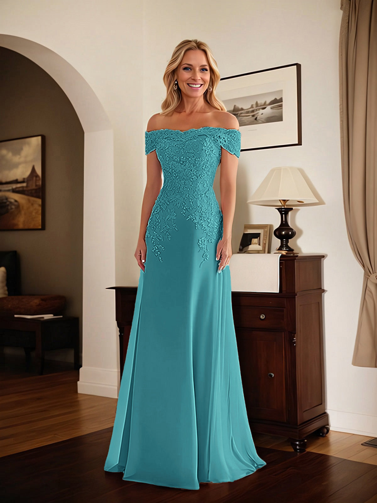 Adriana | Women's Off-Shoulder Lace Mermaid Gown