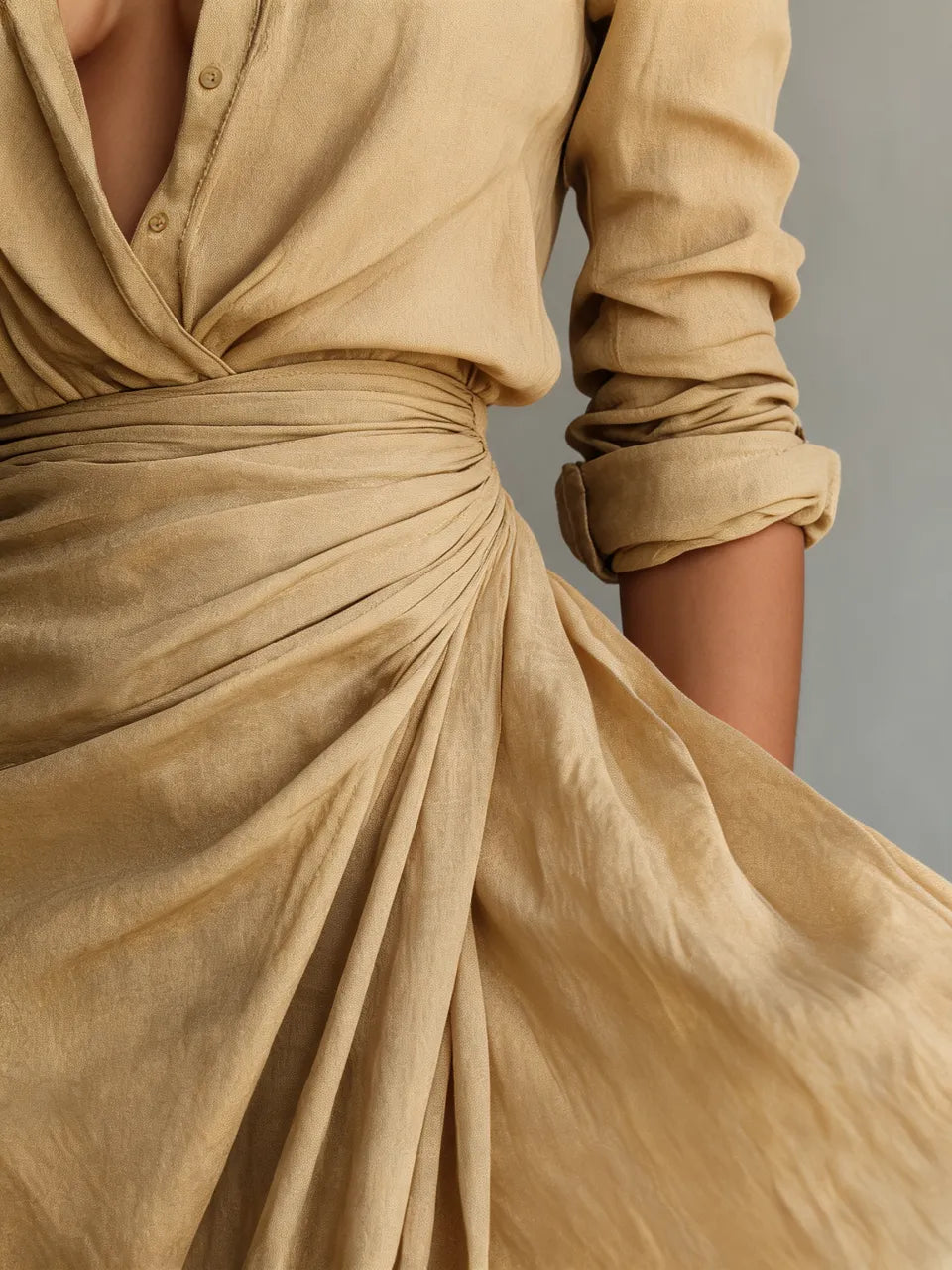 Adriana | Women's Lapel Belted Maxi Dress
