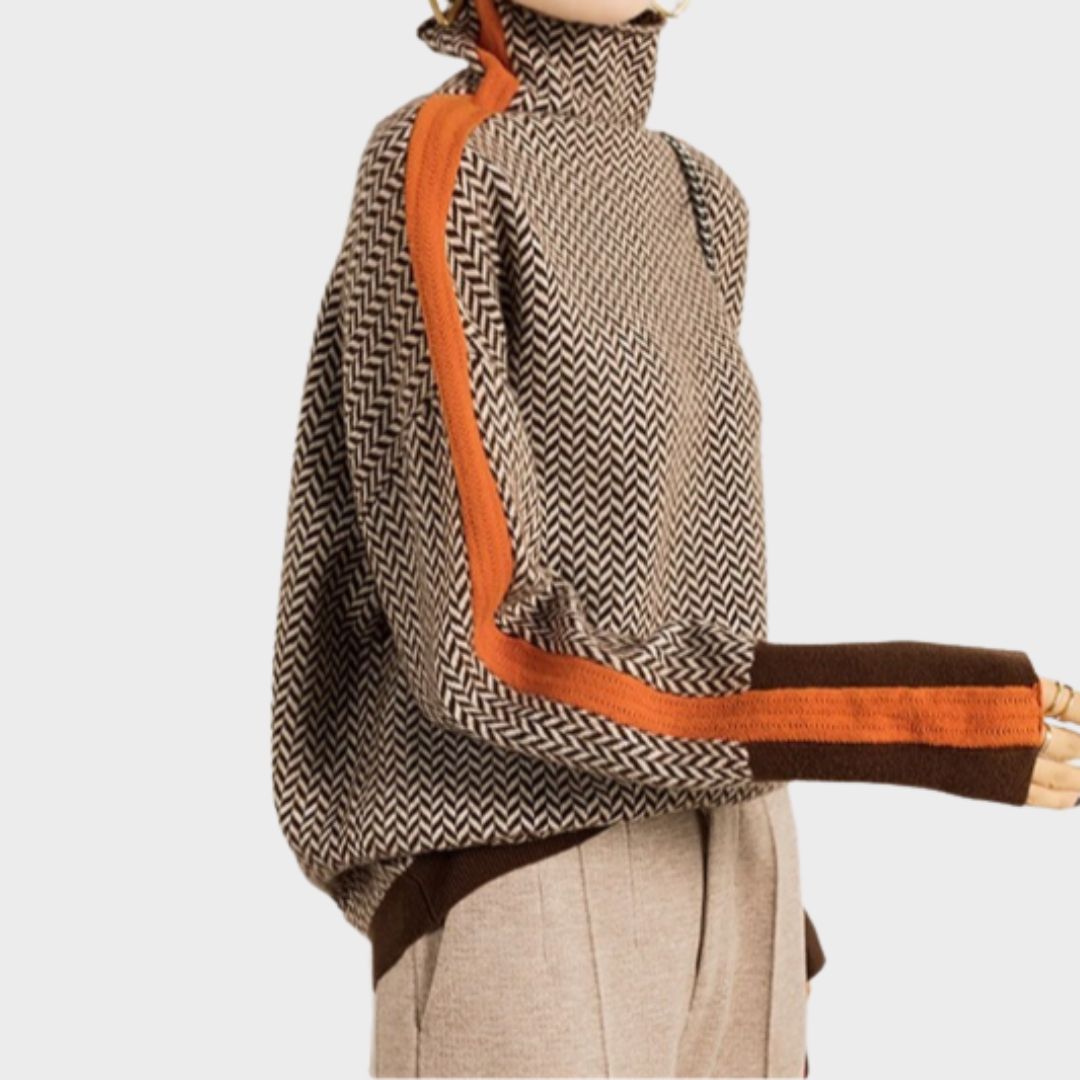 Piper | Women's Herringbone Turtleneck Sweater Dress
